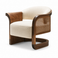 Boucle Cane Lounge Chair