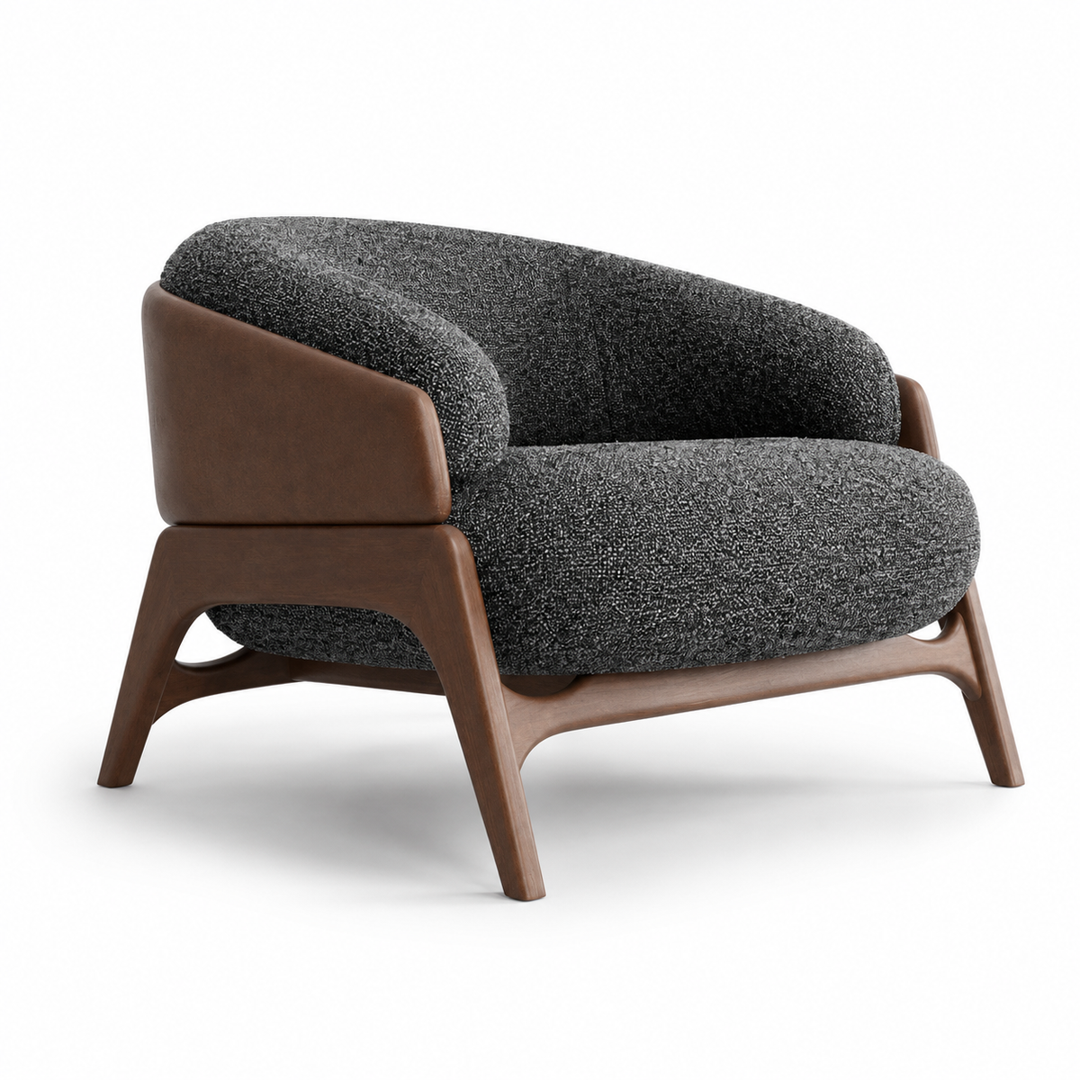 Charcoal Boucle Lounge Chair