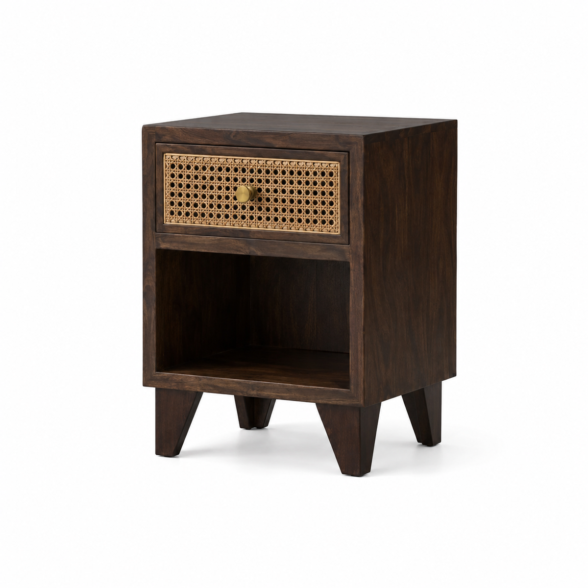 Cane Front Side Table